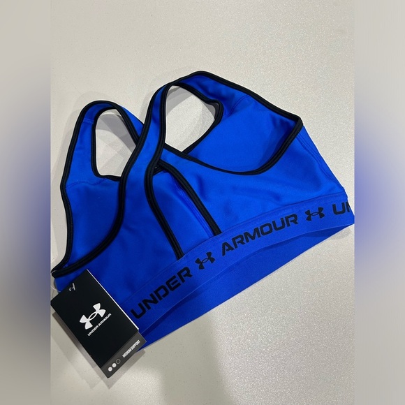 Under Armour Women's L Large Crossback Mid Medium-Impact Sports Bra Blue NWT - Picture 2 of 6